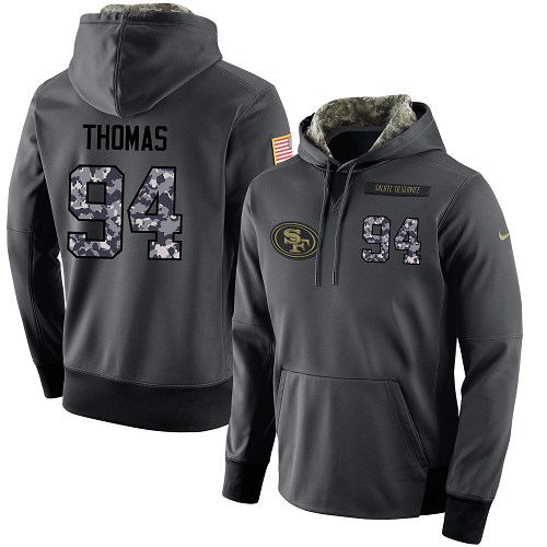 NFL Men's Nike San Francisco 49ers #94 Solomon Thomas Stitched Black Anthracite Salute to Service Player Performance Hoodie